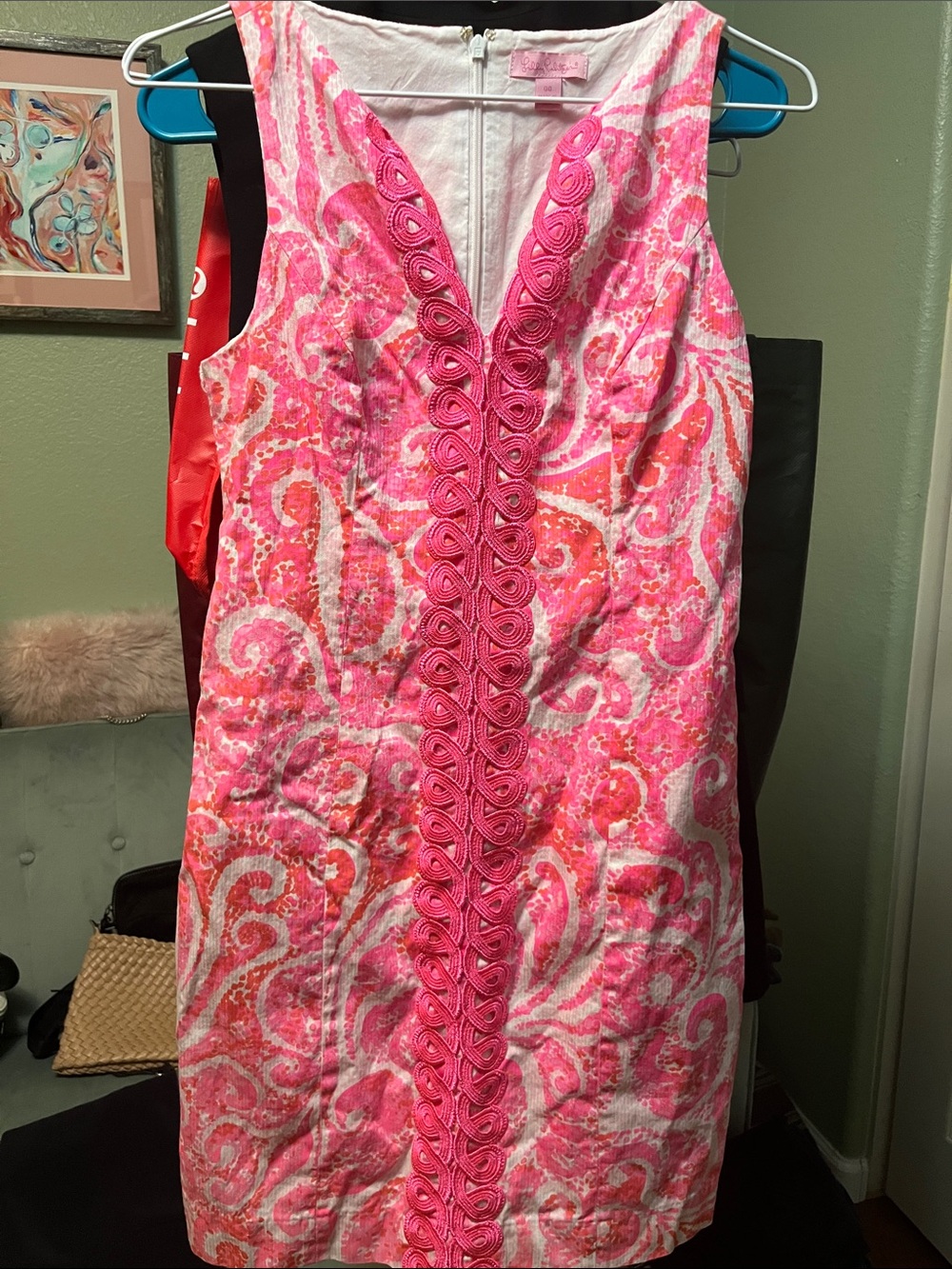 Lilly Pulitzer Hot Pink Paisley Shift Dress Sz 00